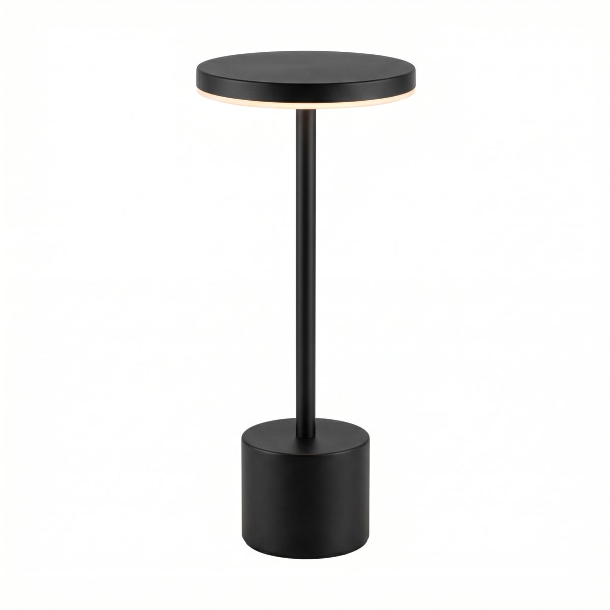 Matte Black Cordless Table Lamp Disc Head Design