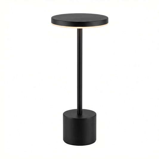 Matte Black Cordless Table Lamp Disc Head Design